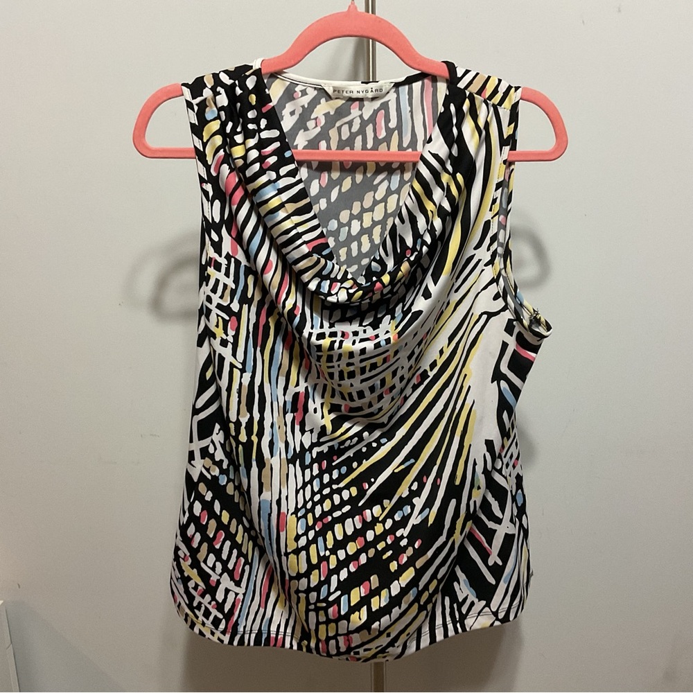 Peter Nygard Multicolor Geometric Collared Top Size L - Picture 2 of 7